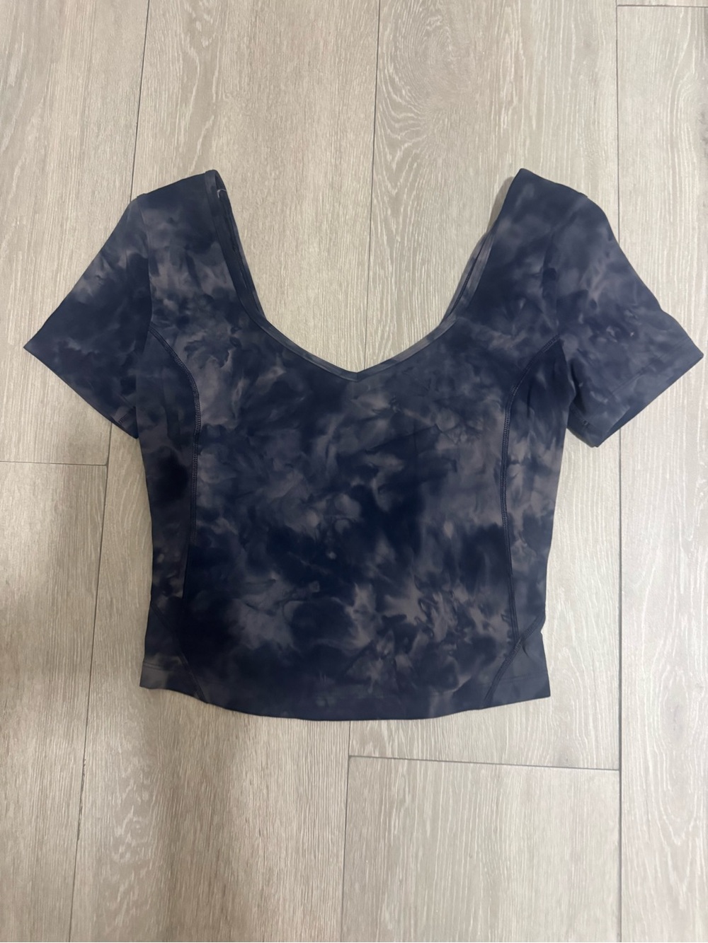 lululemon athletica Black Tie-Dye Scoop Neck Crop Top